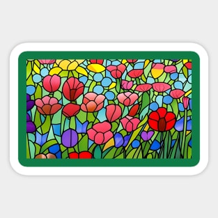 Stained Glass Colorful Flowers Sticker